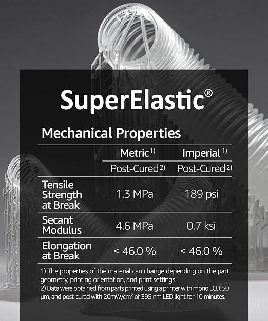 SuperElastic 3D Printer Resin, Softness 60A Simulating Soft Silicone, Made in Korea by 3DMaterials (5000g, Clear)
