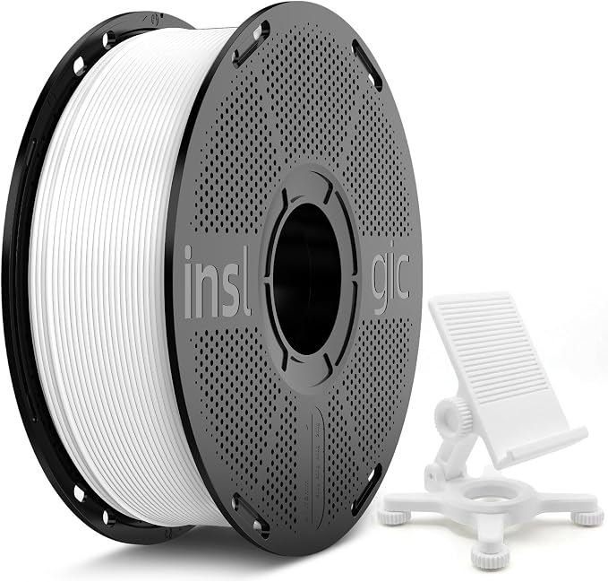 Inslogic PETG Pro Filament, High Speed PETG 3D Printer Filament 1.75mm ±0.02mm, Reusable 3D Printing Filament Spool, Compatible with SUNLU, Bambu Lab Filament Refill, 1KG (White)