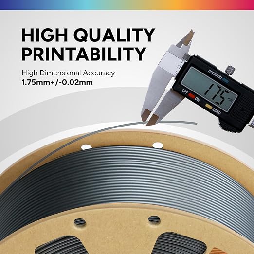 OVERTURE PLA Filament 1.75mm PLA 3D Printer Filament, 1kg Cardboard Spool (2.2lbs), Dimensional Accuracy +/- 0.02mm, Fit Most FDM Printer (Space Grey)