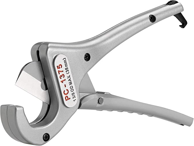 RIDGID 23493 PC-1375ML Single Stroke Plastic Pipe and Tubing Cutter for 1/8" to 1-3/8" PVC, CPVC, PP, PEX, and PE, Scissor-Style Plastic Pipe Cutter with Multi-Layer Adapter