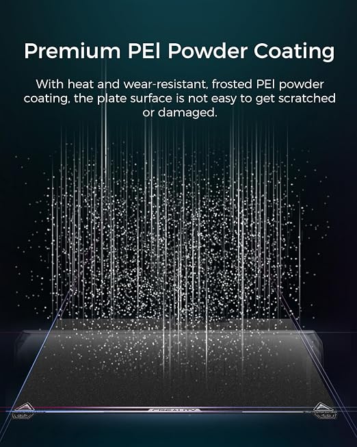 Creality Official K2 Plus Build Plate, 370x370mm Textured PEI Sheet Magnetic Flexible Removable Spring Steel Printing Plate 3D Printer Bed Plate (Without Magnetic Base)