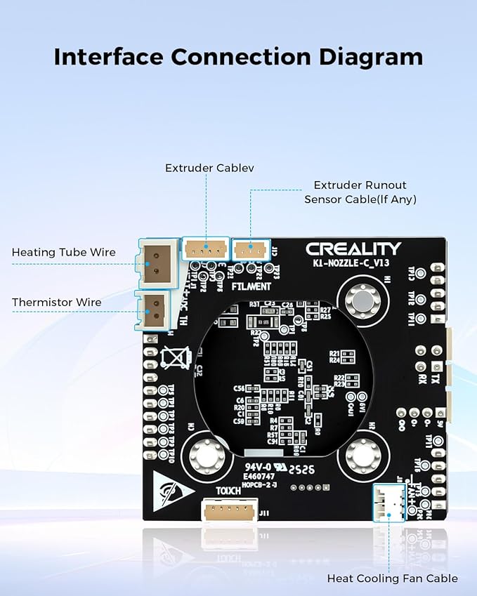 Creality Official Upgrade K1C/K1 SE/K1 MAX Hotend Adapter Plate, OEM PCB Nozzle Adapter Toolhead PCBA Board Replacement & Upgrade Kit, Compatible with K1/K1 Max/K1C/K1 SE