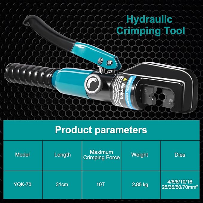 Brileine Hydraulic Crimping Tool Only 12 AWG to 2/0 AWG without Dies for Battery Cable Wire Lug Terminal Copper Aluminum