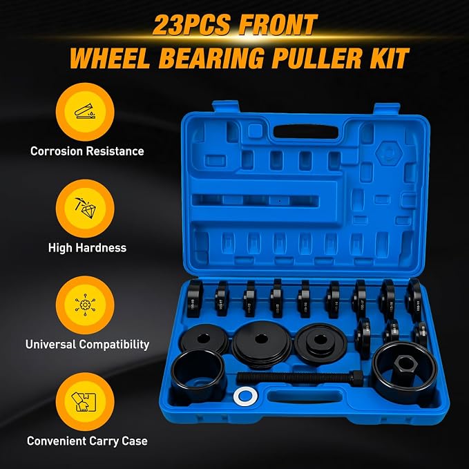 GOOACC Wheel Bearing Removal Tool Kit, 23PCS Wheel Bearing Press Kit for Front Wheel Drive Bearing Removal & Installation Universal Hub Bushing Press Sleeves Puller Tool Set with Sliding Screws Blue