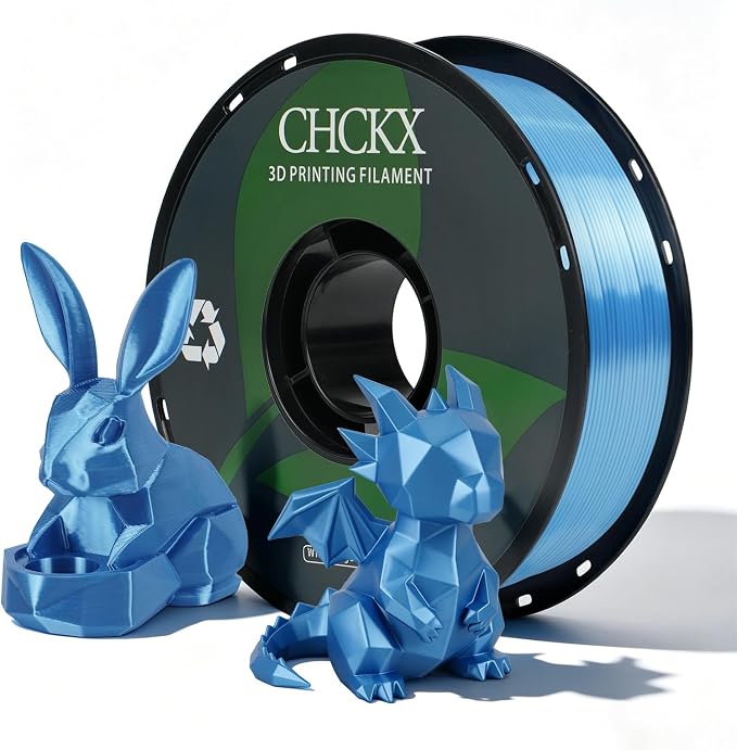 Silk Azure PLA 3D Printer Filament, 1.75mm, 1KG Spool(2.2lbs), Dimensional Accuracy +/- 0.03mm ，Silk Azure