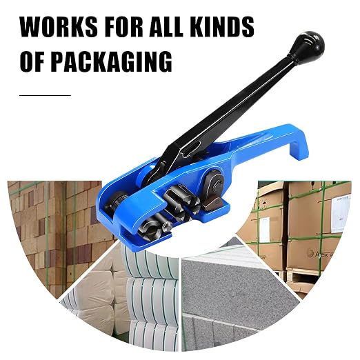 Heavy Duty Banding Strapping Tensioner & Cutter Manual Packaging Tools Windlass for 1/2"-3/4" Width Polyester Poly Strap(Alloy Steel Material)