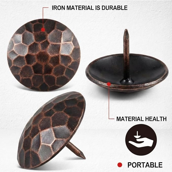 50 Pcs 1.5 Inch Large Iron Clavos Decorative Nails Iron Antique Clavos Fasteners Ornamental Rustic Accent for Wood Doors, Shutters, Faux Wood Beams, Gates and Furniture (Brown)