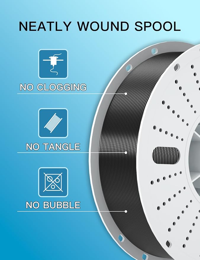 PINBALL PETG 3D Printer Filament 1.75mm High Precision Durable Moisture-Proof Strong Filament Mith Better Flow Dimensional Accuracy +/- 0.02mm Suitable for Most FDM 3D Printers 2 Kilograms Black