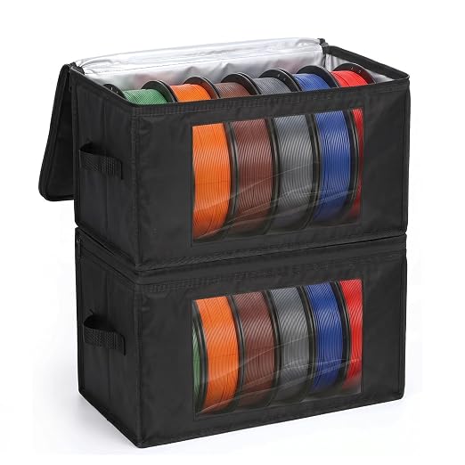 Waterproof Lining & Zipper 3D Filament Storage - Holds up to 12 Spools, 3D PriSnting Printer Accessories Square Filament Storage Dry Box for Home Office Studio, 16''Lx7.8''Wx8''H, 2pcs