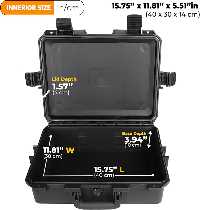 IP67 Hard Protective Case with Custom Pick-and-Pull Foam, Shockproof For Camera Drones Equipment Storage, 18" in