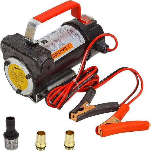 BLACKHORSE-RACING 12V DC Portable Electric Fuel Transfer Extractor Pump Diesel Kerosene Oil Commercial Motor Auto