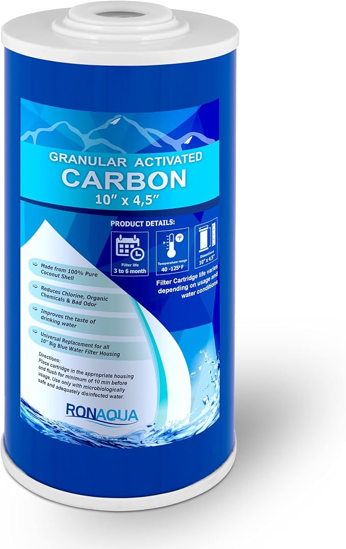 10" x 4.5" Big Granular Activated Carbon Filter Cartridge WELL-MATCHED with CBC Series, WFHDC8001, EP and EPM Series (Pack of 4)