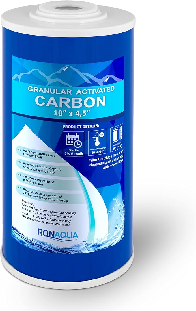 10" x 4.5" Big Granular Activated Carbon Filter Cartridge WELL-MATCHED with CBC Series, WFHDC8001, EP and EPM Series (Pack of 12)