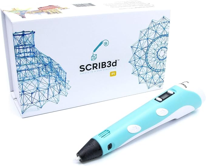 SCRIB3D P1 3D Printing Pen with 3 Starter Colors and PLA Refill Pack with 20 Assorted Colors