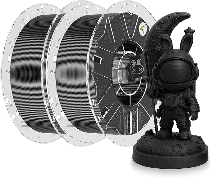 Creality 3D Printer RFID Filament Bundle, Hyper PLA Filament 1.75mm for 3D Printing, Hyper PLA RFID Filament No-Tangling High Precision, 1KG(2.2 lbs) Spool (2 Black)