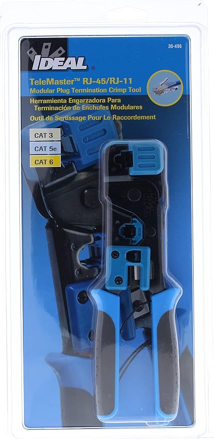 IDEAL Electrical 30-496 Telemaster Modular Plug Crimp Tool, Crimping Tool for CAT5e/6 RJ-45 (8P8C)/RJ-11/12 (6P6C/6P4C) Modular Plugs