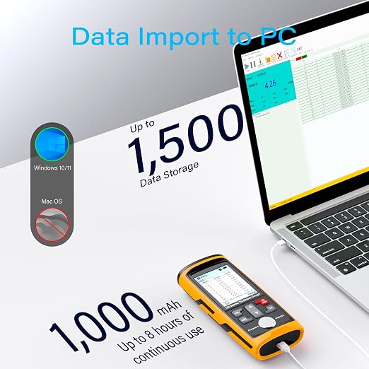 Ultrasonic Thickness Gauge PM1301,Range 0.039 to 11.811 inch, Digital Metals Thickness Tester, Steel, Metals, Plastic, Glass, PVC, Pipes (PM1301D)