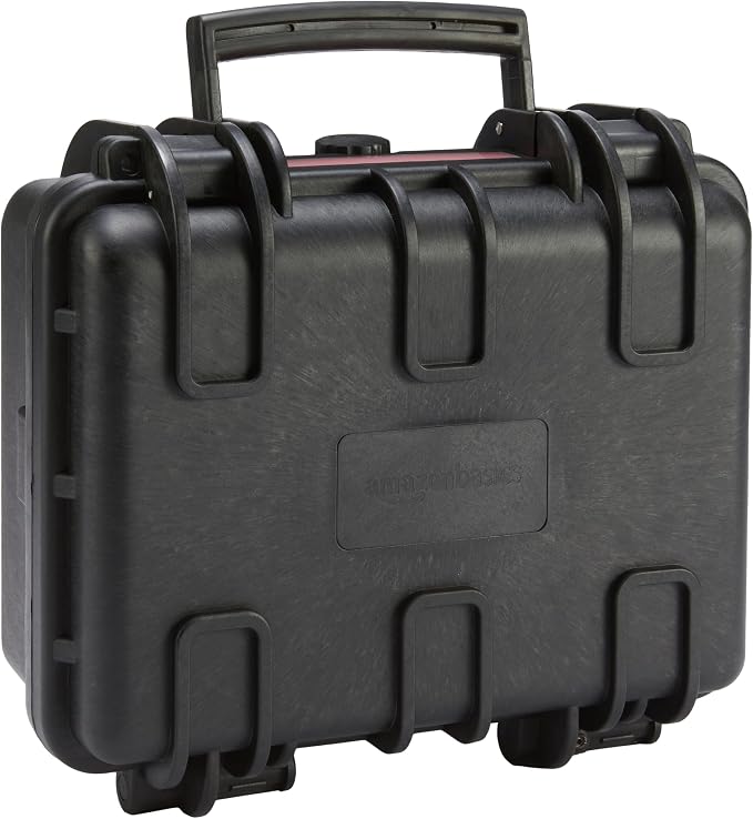 Amazon Basics Hard Camera Case, Small, Black, Solid, 12"L x 11"W x 6"H