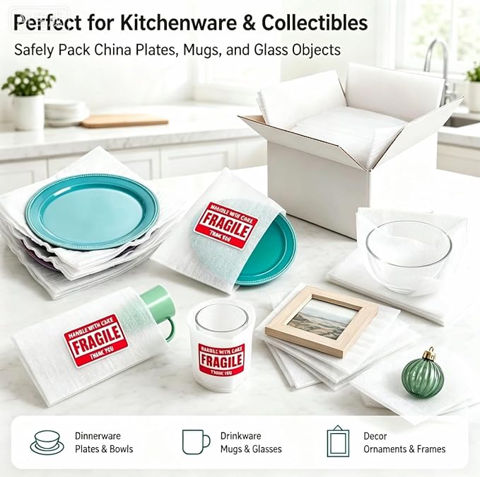 100 Thickened Cushion Moving Supplies Foam Wrap Pouches & Sheets, Bubble Wrap Alternative for Moving & Packing, Protect Mugs, Cups, Glasses, China, and Dishes, Packing supplies, Packing Cushion Foam