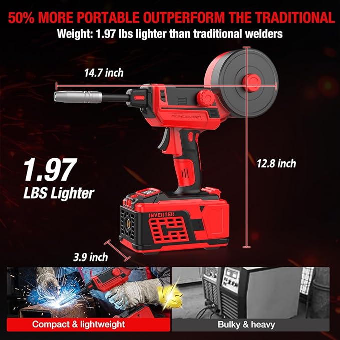 120A Handheld MIG Welder 110V, 2026 Upgraded Flux Core Wire Feed Welding Machine – Portable Gasless Inverter with 360° Swivel MIG Torch & Welding Mask for DIY Auto Repair Home Use
