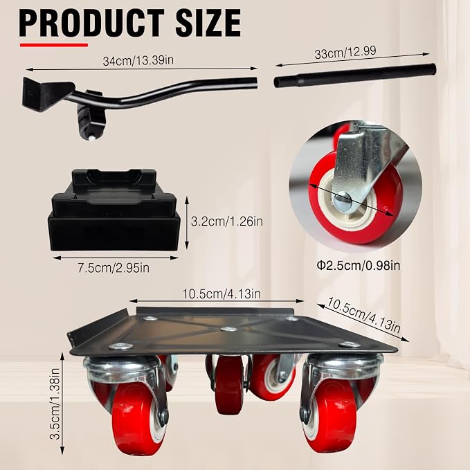 Furniture Dolly,4.1" Carbon Steel Panel Heavy Duty Dolly,with 5 360°Rotatable Rubber Universal Wheels,Non-Slip Sliders & Lifter,2000Lbs Load Capacity, Furniture Lifter for Sofa, Piano, Appliances