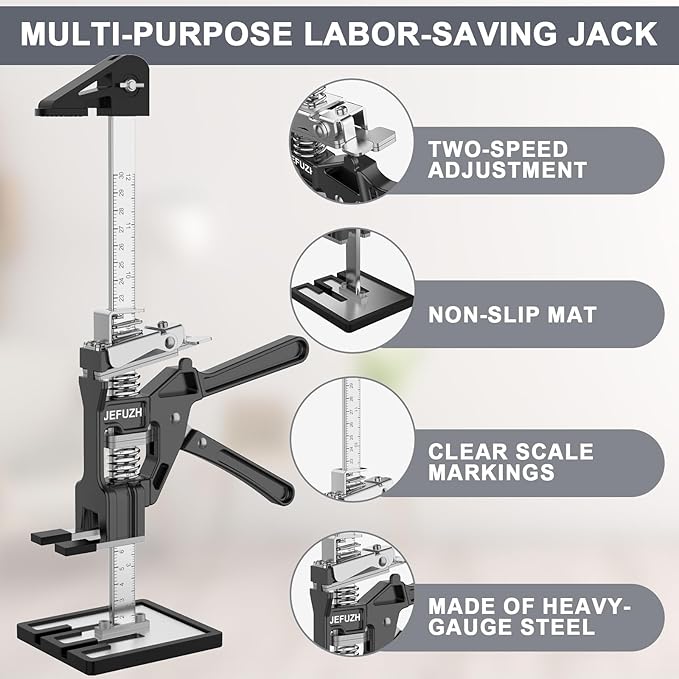 Labor Saving Arm Jack 2 Pack, Load-Bearing 440 lb Multi-Function Height Adjustment Lifting Device, Hand Furniture Lifter Tool, Furniture Jack for Lifting Door Furniture, Wall Tile Positioning