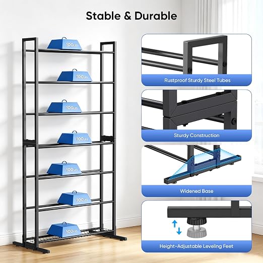 3D Printer Filament Storage Rack with Removable Basket, 7-Tier Heavy Duty Metal Spool Organizer Holds 84 Spools, Large Capacity Shelf for 3D Printing Station, Workshop, Office & Studio