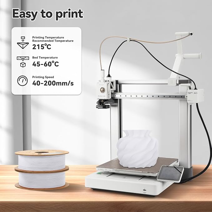 3DHoJor Matte PLA Filament 1.75mm, Upgrade Matte 3D Printer PLA Filament, 1KG*2 Bundle Cardboard Spool 3D Printing Filament for 3D Printers(Matte White 2Pack)