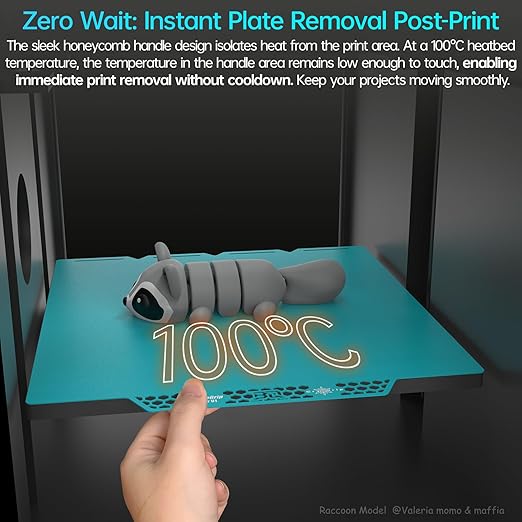 BIQU CryoGrip Pro Glacier Build Plate for Snap-Maker U1 3D Printer, Low Temperature Printing, Double-Sided Spring Steel Sheet, 276X301mm, 1 Piece
