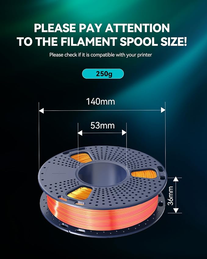 SUNLU Silk Dual Color PLA Filament Bundle Muticolor, Silk 3D Printer Filament, Individually Vacuum Packed, 250G Spool, 4 Pack, 1kg in Total, Red Blue+Red Gold+Black Purple+Blue Green