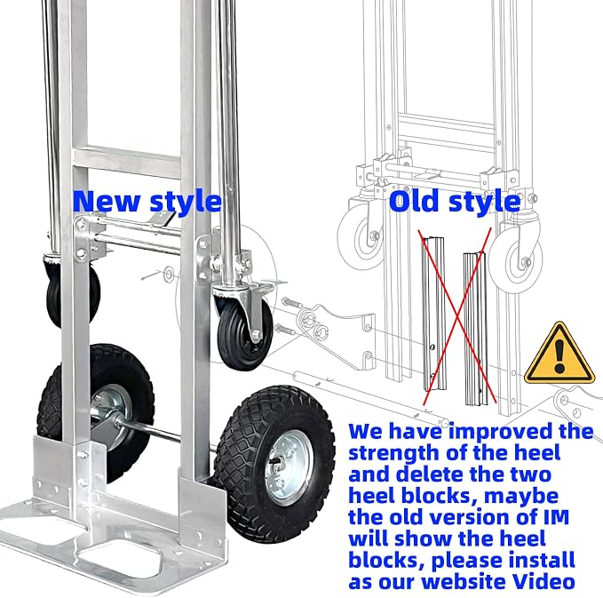 Suzhi Convertible Hand Truck Dolly Cart with Wheels Heavy Duty/with 4 Wheels&Brakes /1000Lbs Load, 2 Straps for Furniture/Appliance/Carton/Warehouse/Office /10 Minutes to Install as Video