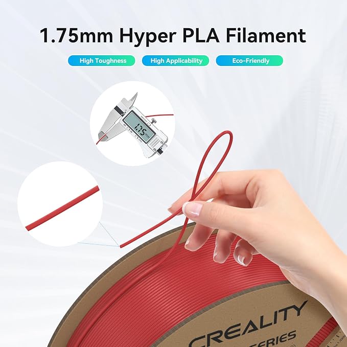 Creality Hyper PLA Filament 1.75mm, 30-600mm/s High Speed 3D Printer Filament, Dimensional Accuracy +/-0.02mm, Fit Most FDM 3D Printers, 4 Pack 1kg Spool(2.2lbs), Black & White & Grey & Red