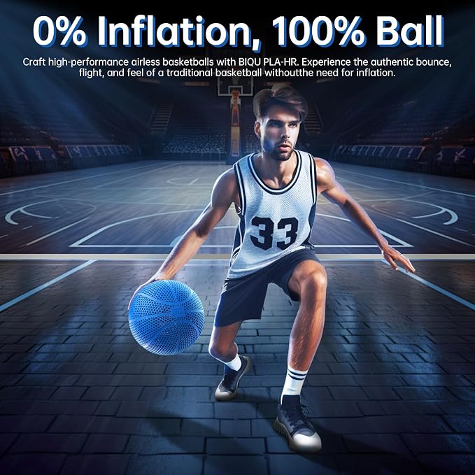 BIQU PLA-HR Flexible 3D Printer Filament Specifically for Printing Airless Basketballs, 1.75mm 1KG Spool (2.2lbs), Flexi Tough Filament Compatible with Most FDM 3D Printer (Blue)