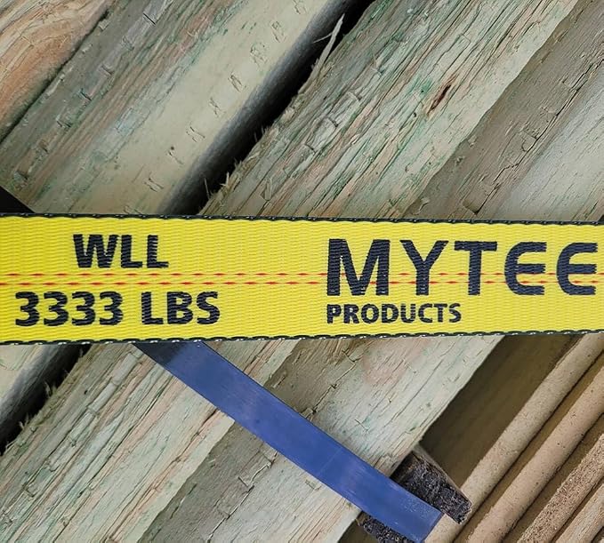 Mytee Products 2" x30' Self-Tensioning Ratchet Tie Down Straps with Flat Hooks - 3,333 Lbs WLL - Heavy Duty Tie Down Ratchet Straps for Flatbed, Truck, Trailers, Cargo, Pickup - Yellow