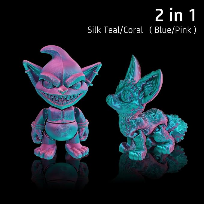 LOVOON 3D Printing Filament PLA, Silk Multicolor PLA Filament 1.75mm,DualColor Change by Angle Filament,Fit Most 3D Printer& 3D Pen,Silk Teal/Coral(Blue/Pink), 1KG(2.2lbs)/Spool