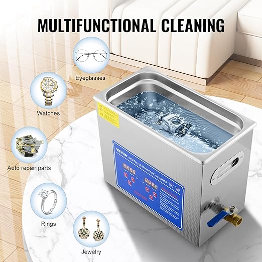VEVOR 6L Commercial Sonic Cleaner, 40kHz Professional Cleaning Machine with Digital Timer & Heater, 110V - Ideal for Watches, Instruments, and Industrial Parts, FCC/CE/RoHS Certified | with Digital Timer and Heater, 110V, for Watch, Instruments, and In...