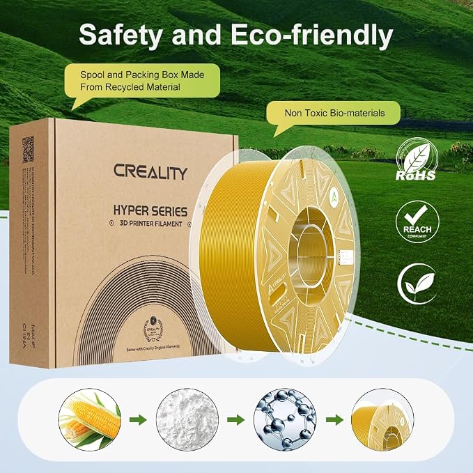 Creality Hyper PLA Filament 1.75mm, RFID 3D Printer Filament for High Speed 30-600mm/s, PLA Filament Support CFS, Fits for K2 Plus Combo and Most 3D Printers 1kg(2.2lbs)/Spool
