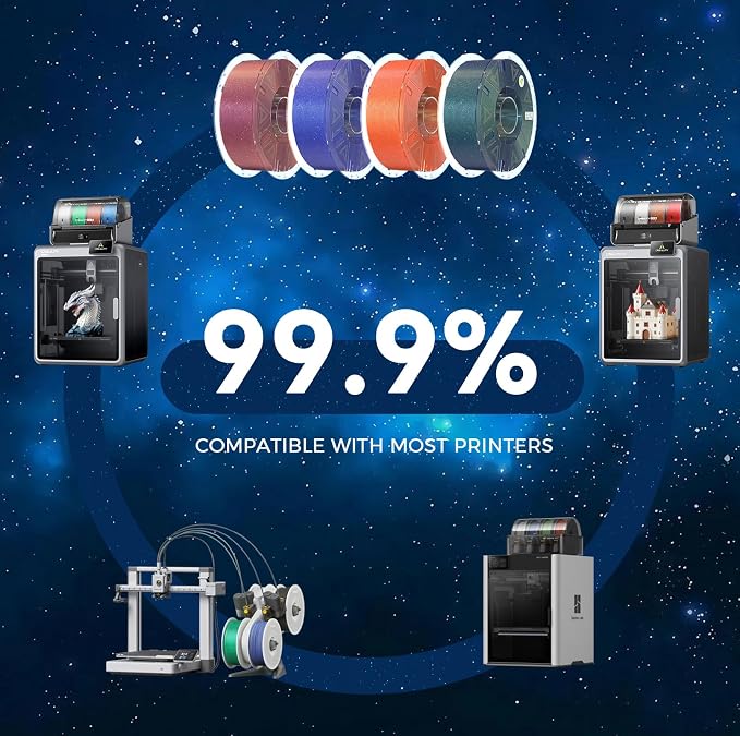 Creality Hyper PLA Starry Galaxy 3D Printer Filament, Sparkle PLA 1.75mm, Shimmering Stardust Finish, High Speed RFID Smart Filament, Smooth Shine Fits for Most 3D Printers
