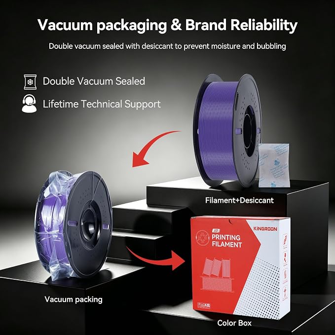 Kingroon PETG 3D Printer Filament, High Strength, Low Warping, Odorless, Dimensional Accuracy +/- 0.02 mm, 1kg Spool(2.2lbs), 1.75 mm, Purple