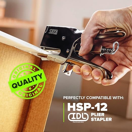 IDL Packaging Heavy Duty Staples for Plier HSP-12 - 7/16" x 1/12" x 0.04" (1 Box, 5000 pcs) - Non-Rusting, Durable Industrial Staples - Zinc-Plated Steel
