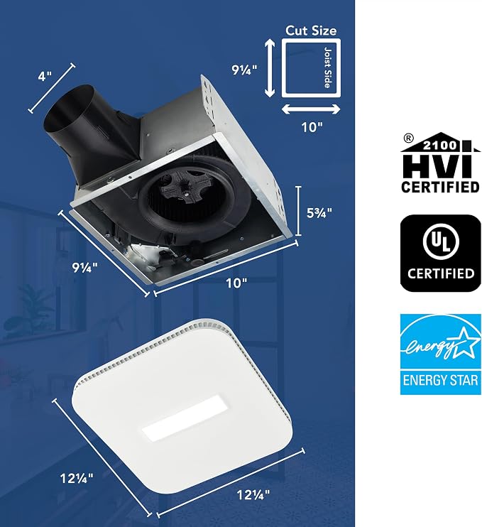 Broan-NuTone Bathroom Exhaust Fan with LED Light, Easy Retrofit, Quiet 1 Sone, 110 CFM
