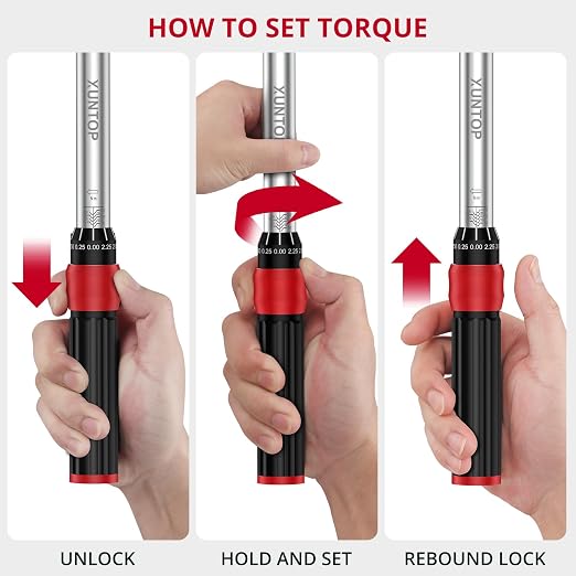 XUNTOP Professional Machining & Torque Assembly Kit: 0-1" Digital Dial Indicator & 22Pcs Torque Wrench Set,with 90lbs Magnetic Base, 3 Adjustable Joints, 1/4" Drive, 5-25 Nm for CNC, Lathe, Auto, Bike