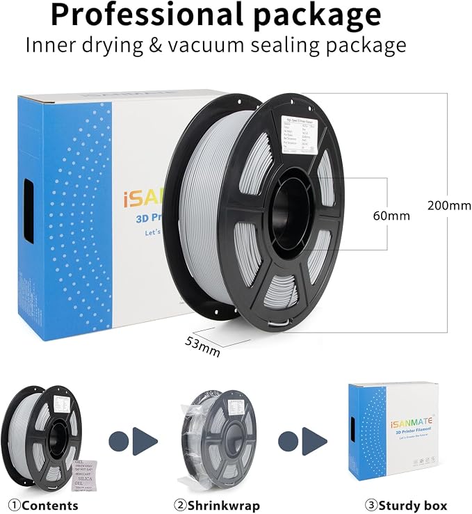 iSANMATE Rapid PLA Filament 1.75mm, Grey 3D Printer Filament, Fast Printing Speed PLA, Dimensional Accuracy ±0.02mm, 1kg/Spool