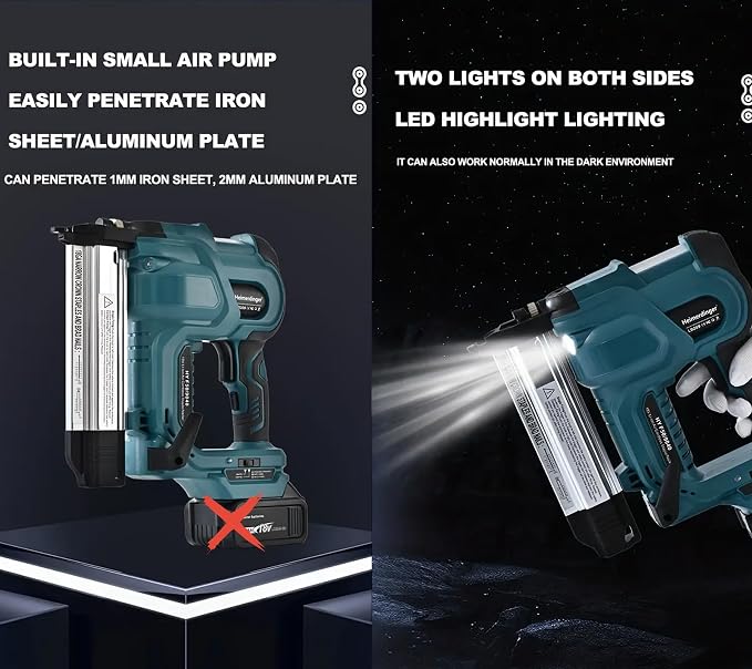 2-in-1 Brad Nailer & Stapler for Makita 18V Battery, 18GA Cordless Nail Gun | 2 Inch Nail Gun Staple Gun for Woodworking,Upholstery