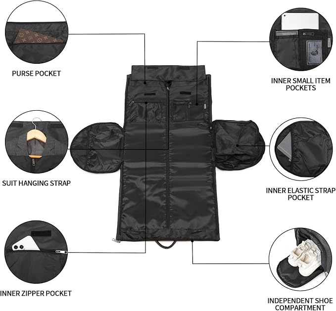 seyfocnia Rolling Garment Bag,Rolling Duffle Bag with Wheels Rolling Garment Bags for Travel with Shoe Pouch Carry On Bag Weekender Bags Garment Duffel Bag for Men or Women-Grey