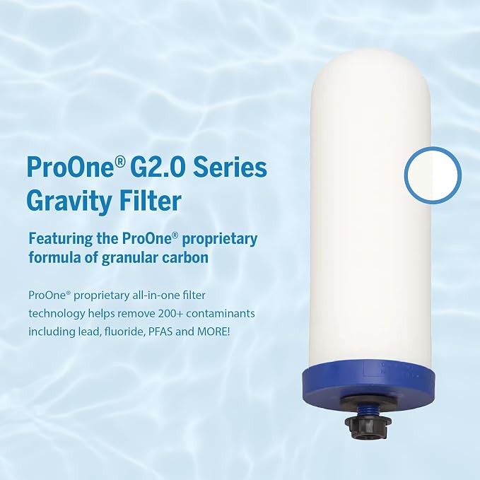 ProOne 9-Inch Gravity Water Filter Replacement G-Series 3-Pack - Universally Compatible with Gravity Water Filter Systems - NSF/ANSI Certified to Reduce Lead, Reduce Microplastics, & Total PFAS
