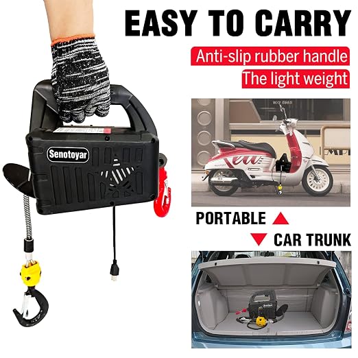 Electric Hoist Winch,1100lbs Electric Hoist 110 Volt 1500W Portable Electric Winch with Remote Control Wired/Manual,Chain Hoist Overload Protection 25ft Lifting Height for Towing&Pure Copper Motor