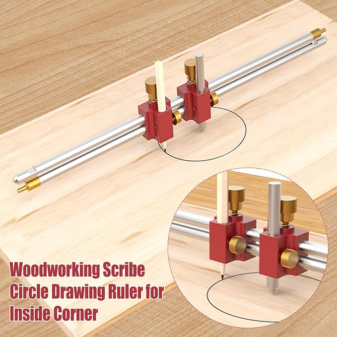 3 In 1 Modular Bar Gauge, Bar Clamping Positioning Compass Tool, Woodworking Scribe Circle Drawing Ruler Woodworking Drawing Circular Drawing Tool for Inside Corner/Outside Measurements