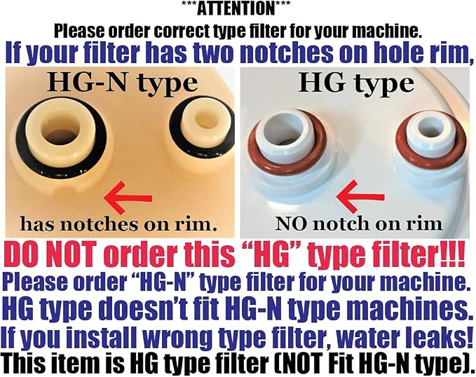 Japan Made Replacement Filter Compatible with HG Type (Not Fit HG-N Type) Original Pre 2010 Model Water Filter(Not Compatible with HG-N Type Model Sold After 2011)
