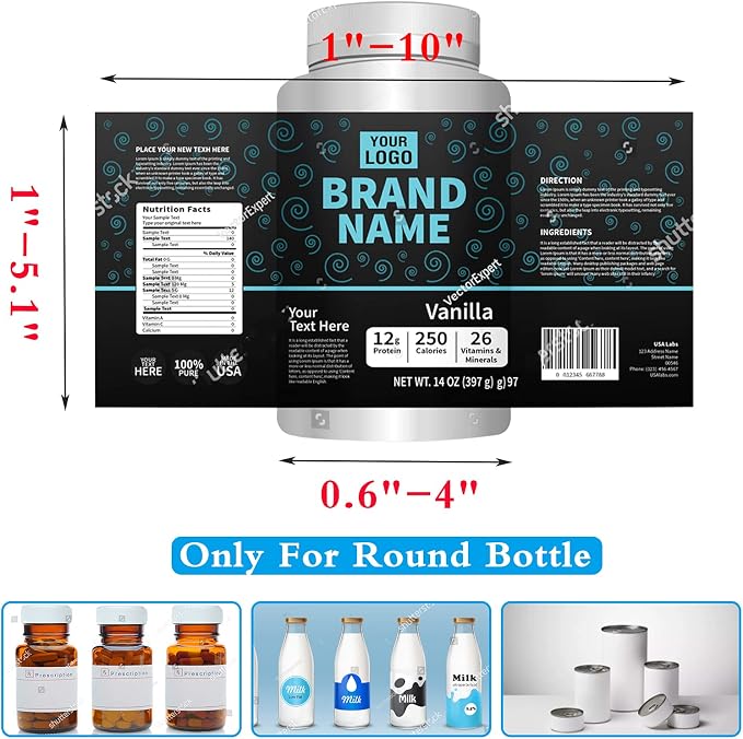 Manual Bottle Labeling Machine, Bottle Label Applicator for Round Bottles (Black)